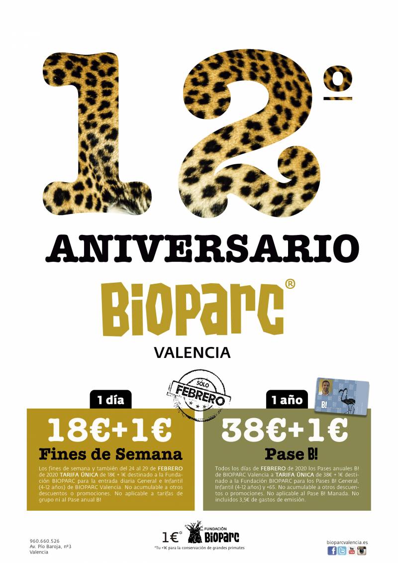 BIOPARC Valencia celebra su 12º Aniversario con una promoción con causa