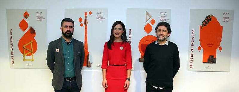Pere Fuset (concejal), Alicia Moreno (FMV) e Ibán Ramón (autor)// A. Romero