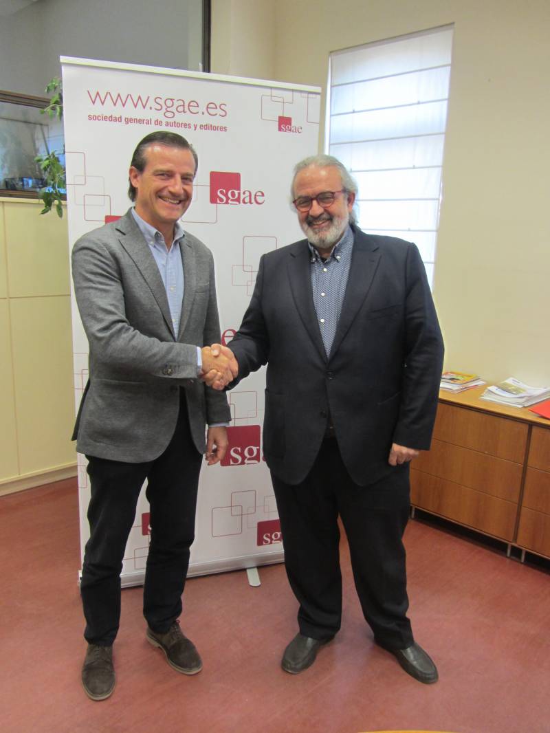 Álvaro Oltra, director de la SGAE de la Comunidad Valenciana, y Pedro Rodríguez, presidente de la FSMCV