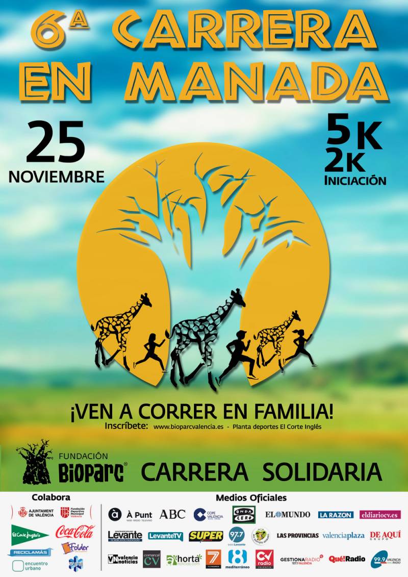 Cartel 6ª CARRERA EN MANADA BIOPARC VALENCIA