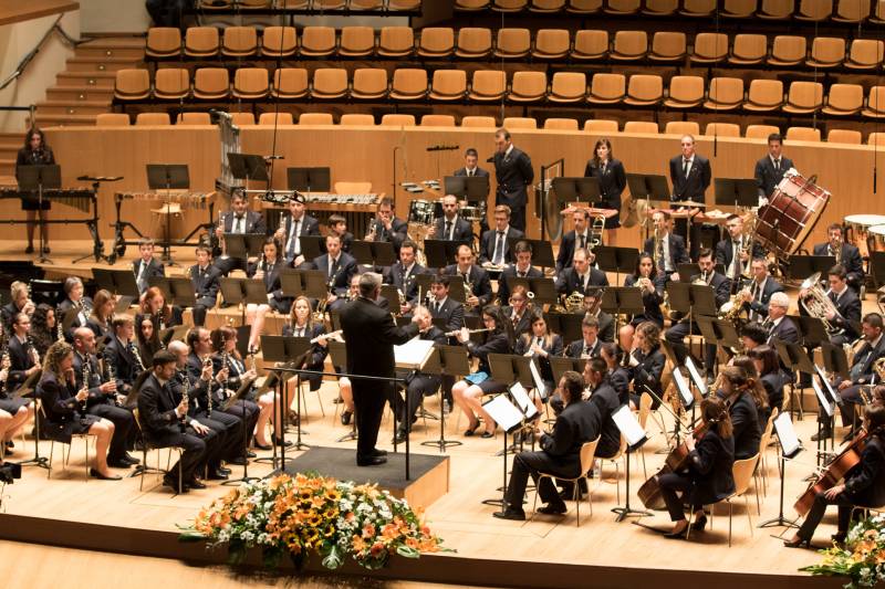 La Unió Musical de Godelleta durante una reciente participación en el Certamen Provincial de Bandas