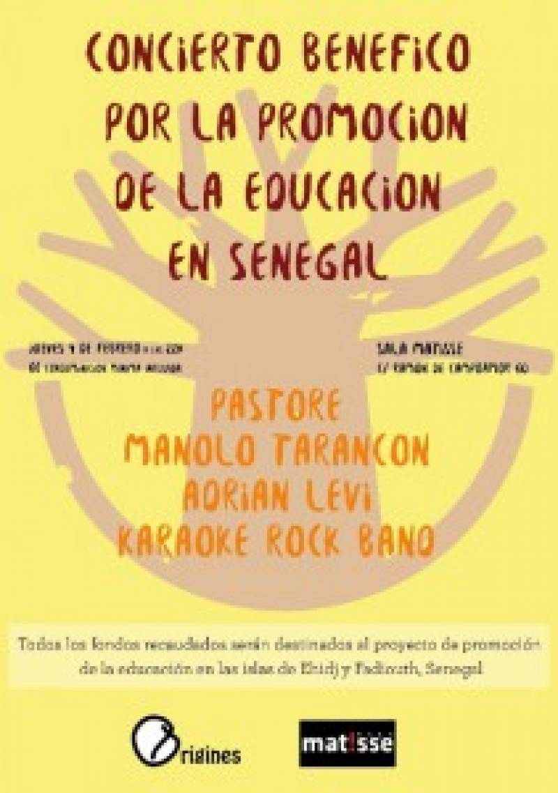 Cartel del concierto en beneficio por la educación en Senegal : : Sala Marisse