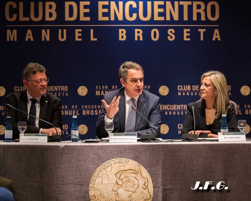 Ximo Puig, J. Luiz Rodríguez Zapatero y Amparo Maties