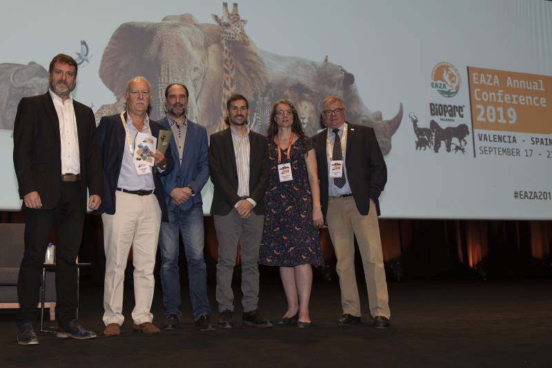 INAUGURACIÓN EAZA 2019 - Luc Bas (IUCN) José Maldonado (BIOPARC) Fran Quesada (CONSELLERIA) Sergi Campillo (AYUNTAMIENTO) Myfanwy Griffith (EAZA) y Thomas Kauffels (EAZA)