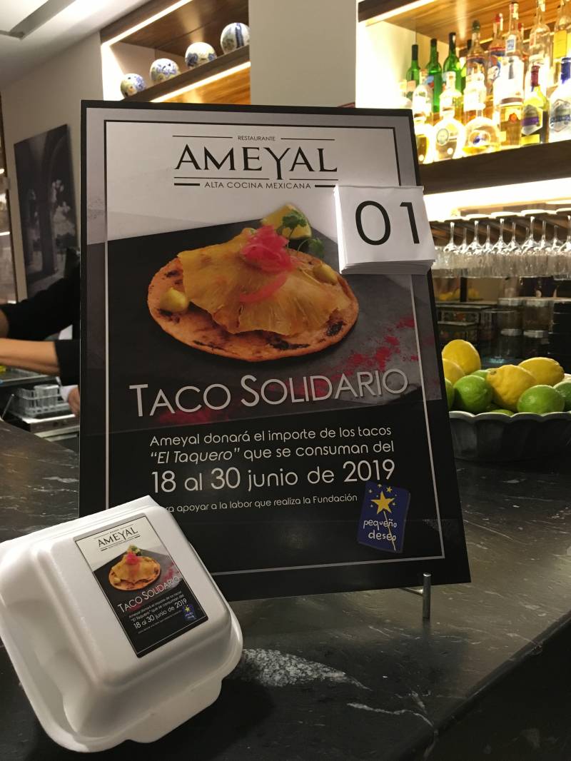 Taco solidario del restaurante de Ameyal