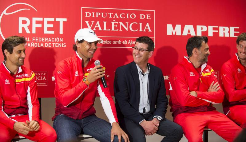 Rafa Nadal interviene en el acto de presentación de la eliminatoria de la Copa Davis