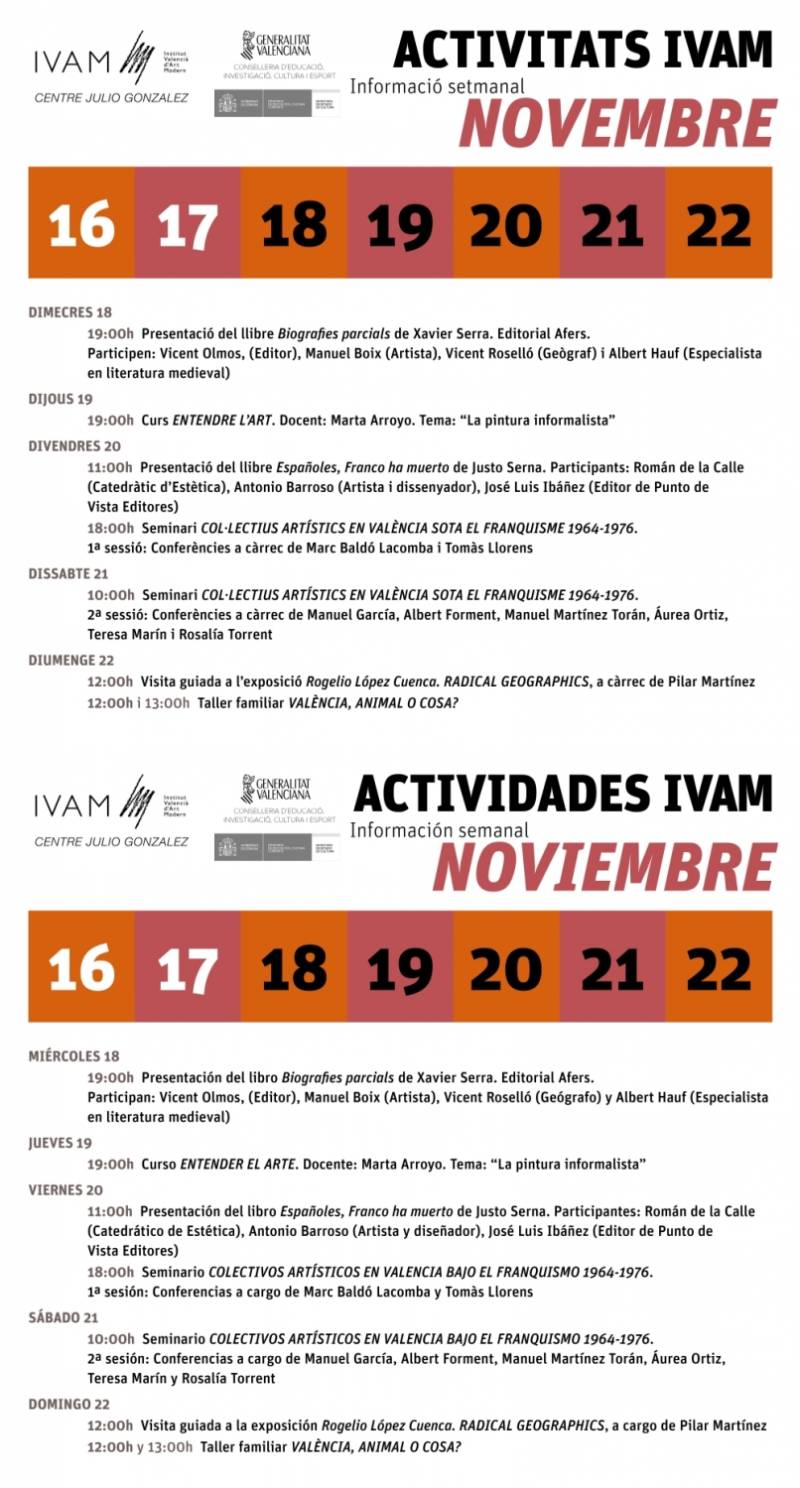 Agenda de Noviembre del Ivam. //EPDA
