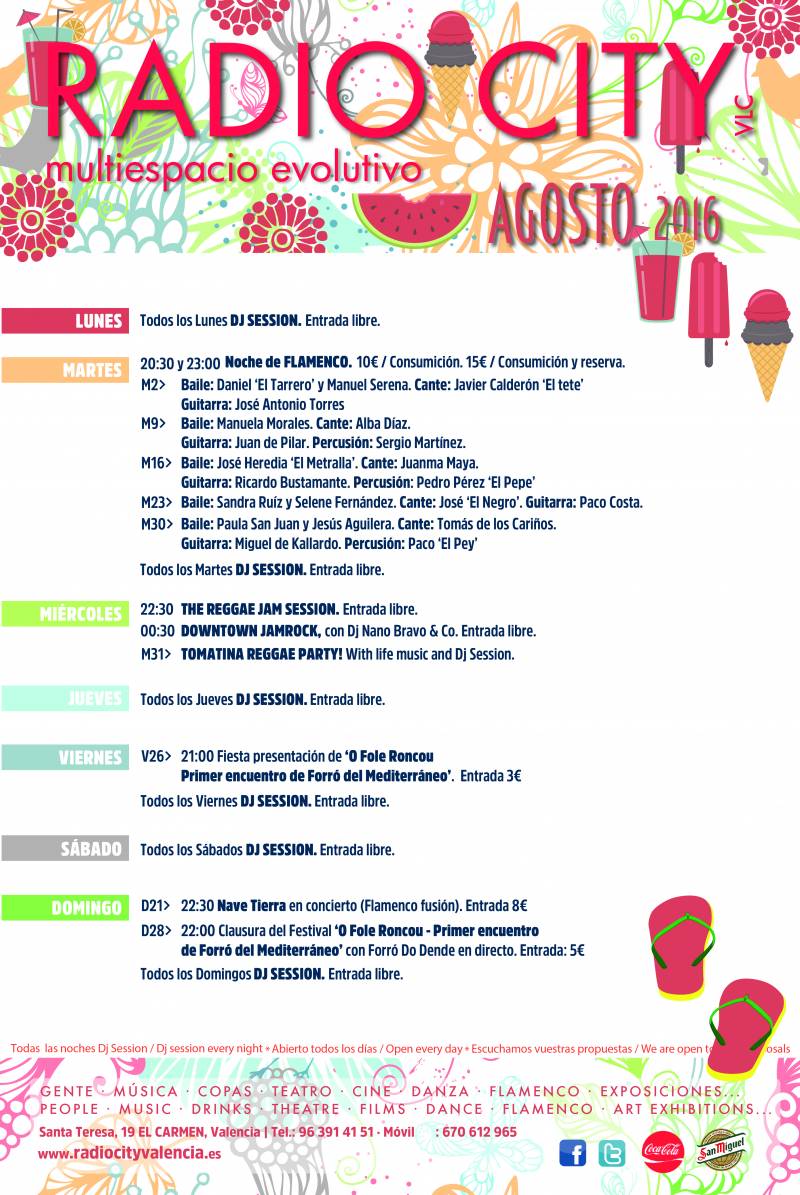 Programación de Radio City  de agosto