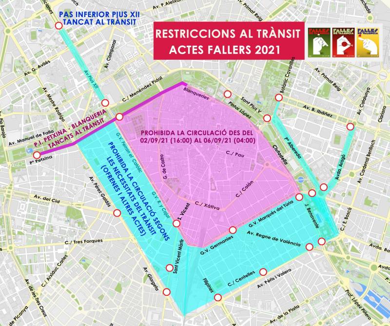 Talls de circulació en València degut als actes fallers. EPDA