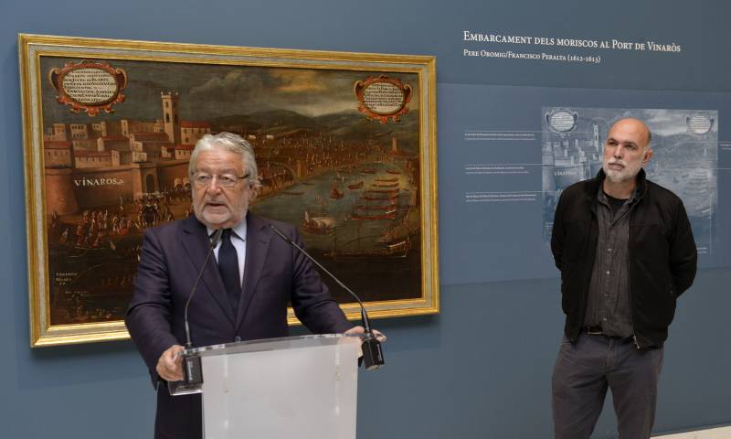 El presidente de la Fundación Bancaja, Rafael Alcón, y el comisario de la exposición, Vicent Josep Escartí