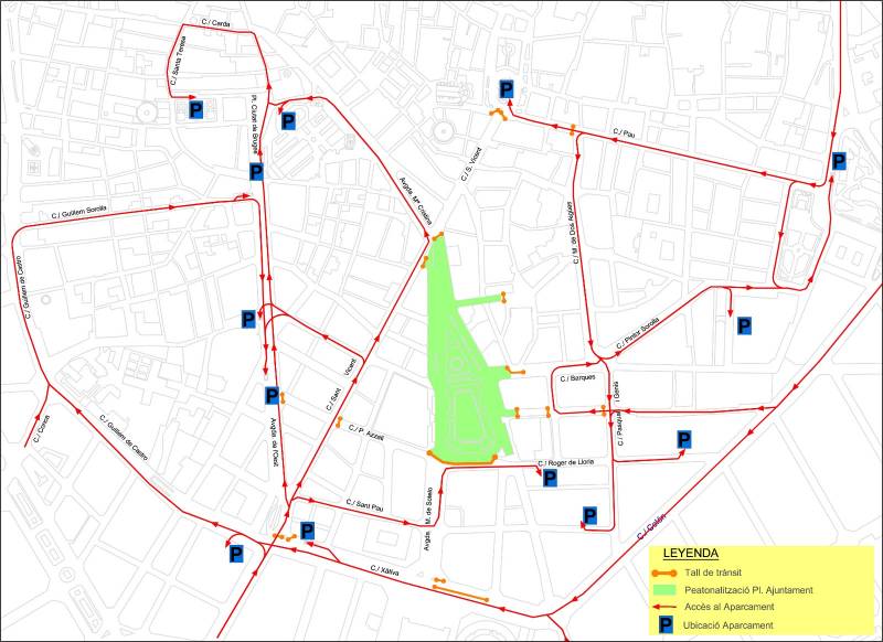 Plànol accés aparcaments centre