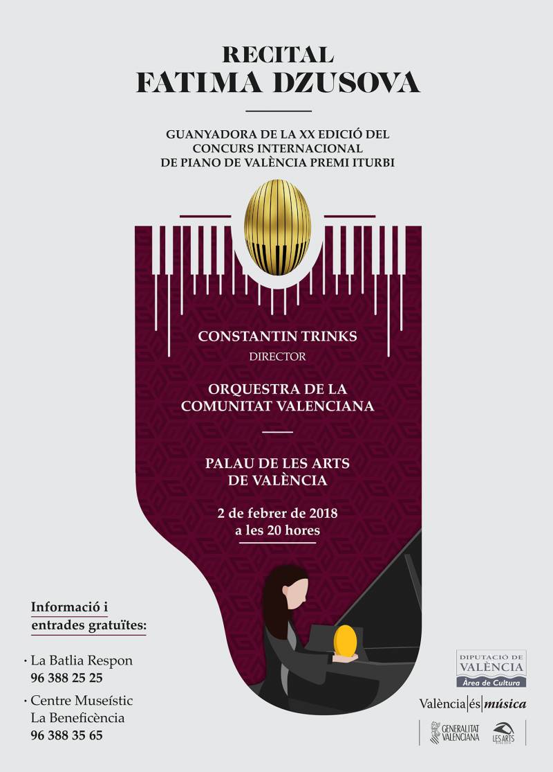 Cartel del concierto de Fatima Dzusova al Palau de Les Arts