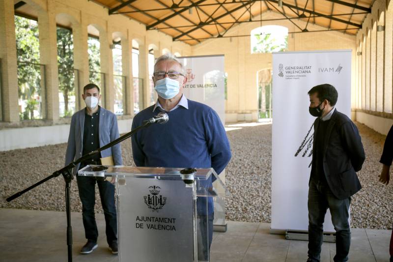 Obras de la nueva Pérgola del parque de Malilla./ EPDA