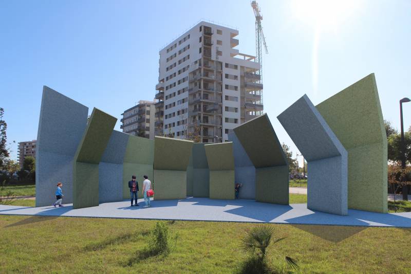 Obras de la nueva Pérgola del parque de Malilla./ EPDA