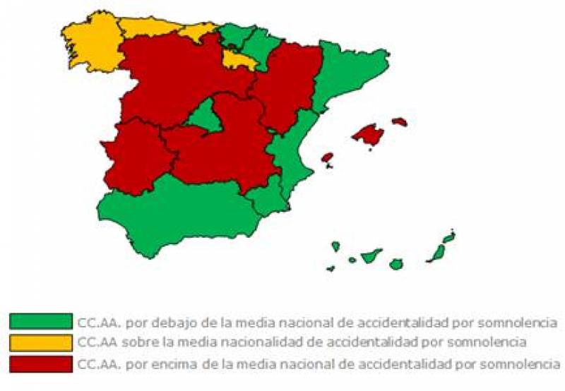 Mapa de la accidentalidad por somnolencia 